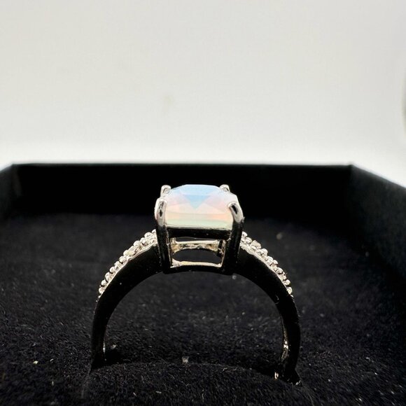 Beautiful Natural Opal Ring with Small Diamond Accent - Size 7.25 - Picture 15 of 16